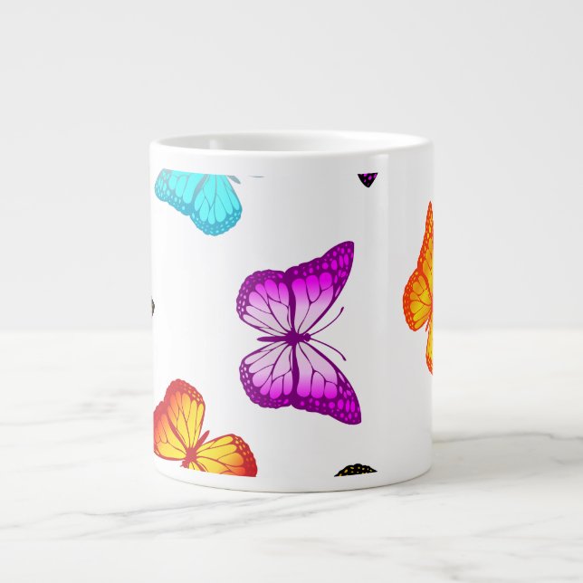 Colourful butterflies large coffee mug (Front)