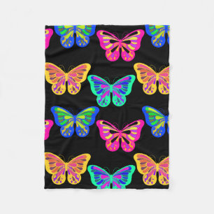 Colourful Butterflies Lepidopterous Vaporwave Fleece Blanket