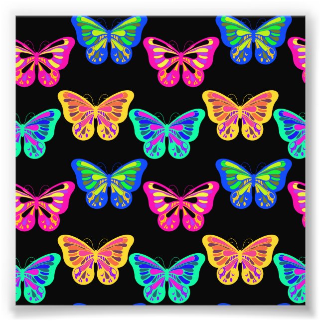 Colourful Butterflies Lepidopterous Vaporwave Photo Print (Front)