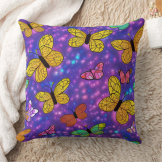Colourful Butterflies & Neon Fireflies Cushion