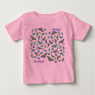 Colourful butterflies on baby pink -  baby T-Shirt