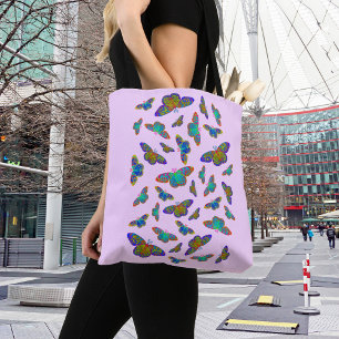 Colourful butterflies on baby Pink  Tote Bag