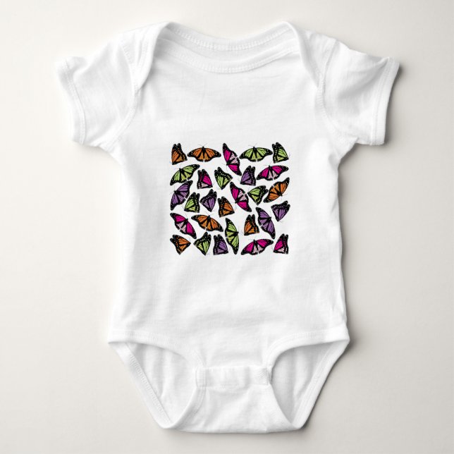 Colourful Butterflies Pattern Baby Bodysuit (Front)