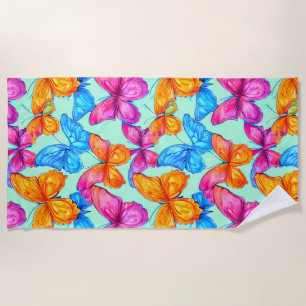 Colourful Butterflies Pattern Beach Towel