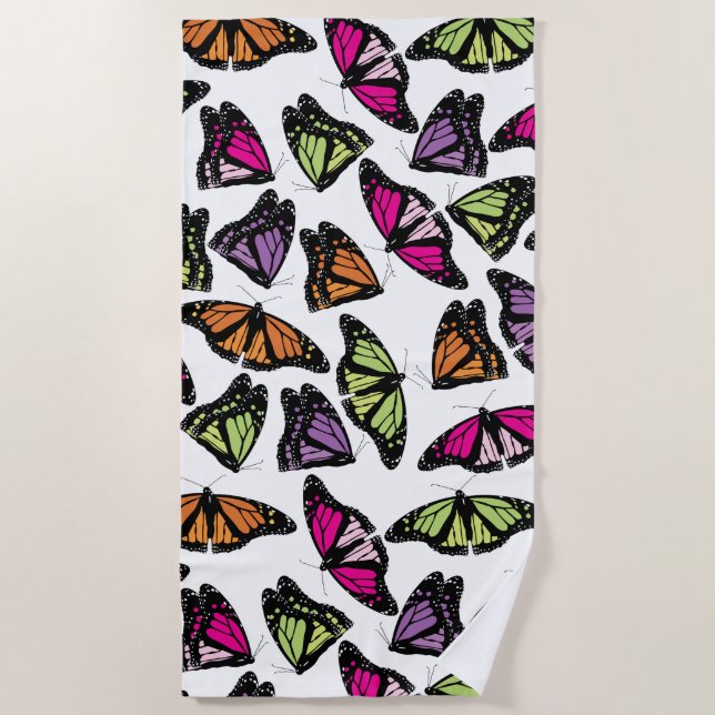 Colourful Butterflies Pattern Beach Towel (Front)