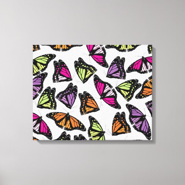Colourful Butterflies Pattern Canvas Print (Front)