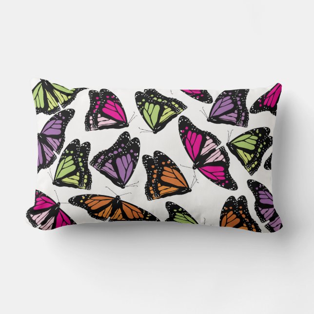 Colourful Butterflies Pattern Lumbar Cushion (Front)