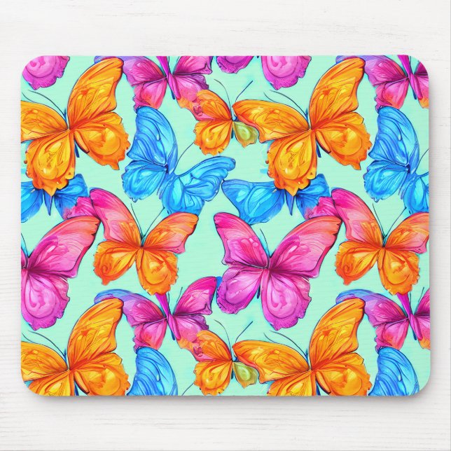 Colourful Butterflies Pattern  Mouse Pad (Front)