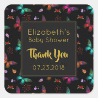 Colourful Butterflies Pattern on Black Event Thank