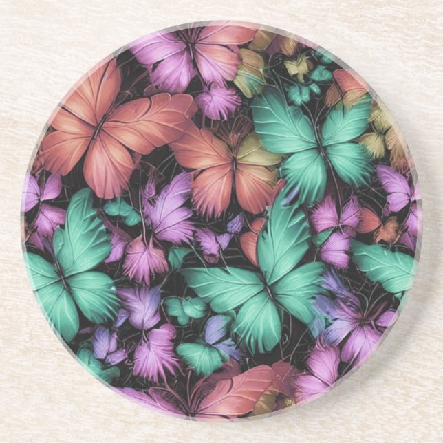 Colourful Butterflies Print Coaster (Front)
