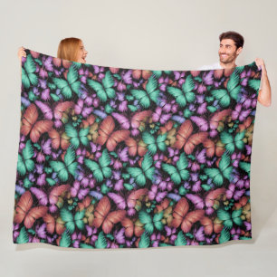 Colourful Butterflies Print Fleece Blanket