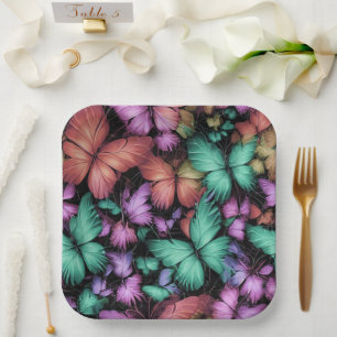 Colourful Butterflies Print Paper Plate