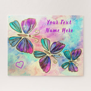 Colourful Butterflies Puzzle Gift - Your Text Name