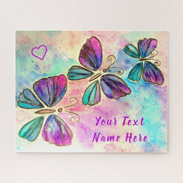 Colourful Butterflies Puzzle - Your Name / Text (Horizontal)