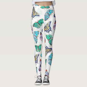 Colourful Butterflies Watercolor Painting Leggings