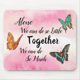 Colourful Butterflies Watercolor Pink Motivational Mouse Pad