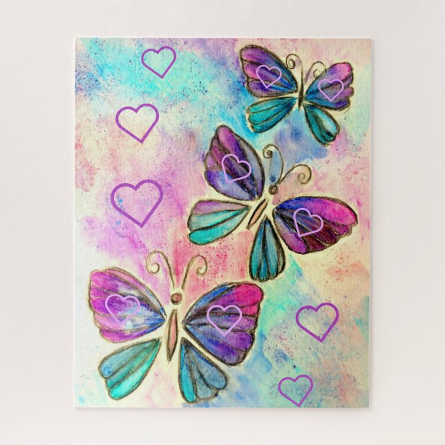 Colourful Butterflies with Hearts Puzzle - Spring (Vertical)