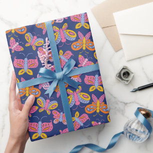 colourful butterflies wrapping paper
