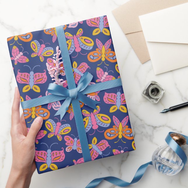 colourful butterflies wrapping paper (Gifting)