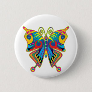 Colourful butterfly 6 cm round badge