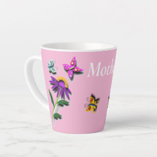Colourful Butterfly and Flower Latte Mug