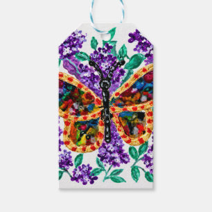 Colourful Butterfly and Purple Lilacs Gift Tags