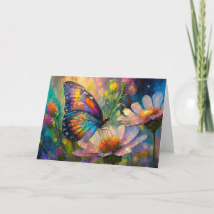 Colourful Butterfly and Wildflowers at Sunrise Card