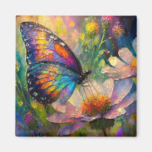 Colourful Butterfly and Wildflowers at Sunrise Magnet