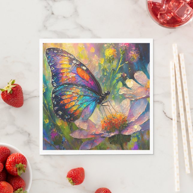 Colourful Butterfly and Wildflowers at Sunrise Napkin (Insitu)