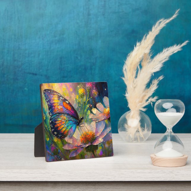 Colourful Butterfly and Wildflowers at Sunrise Plaque (Insitu)