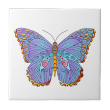 Colourful Butterfly Art Ceramic Tile