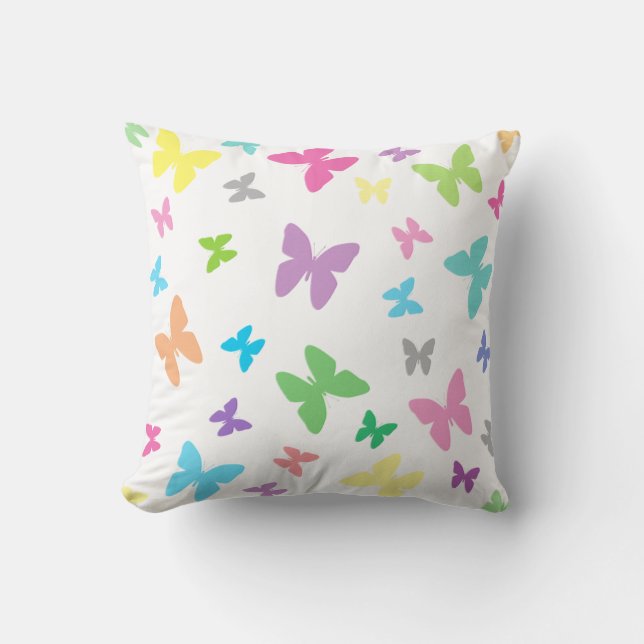Colourful butterfly art cushion (Front)