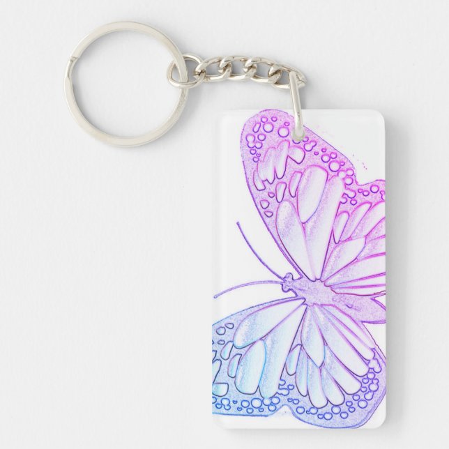 Colourful Butterfly Art Key Ring (Front)