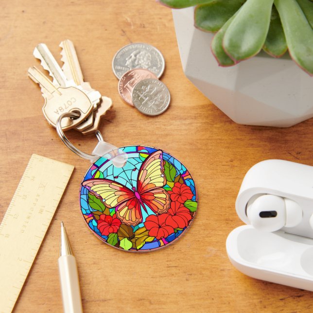 Colourful Butterfly Art Keyhains Key Ring (Desk)