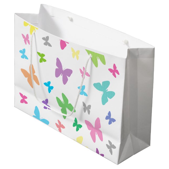 Colourful butterfly art large gift bag (Front Angled)