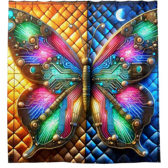 Colourful Butterfly Art Shower Curtain (Front)