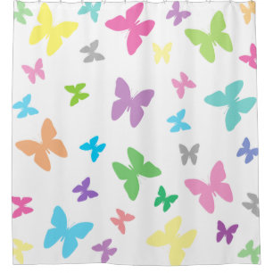 Colourful butterfly art shower curtain