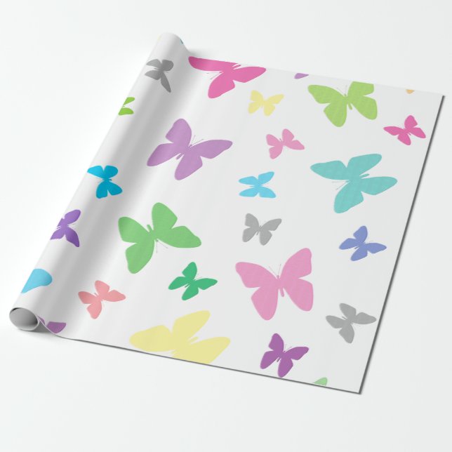 Colourful butterfly art wrapping paper (Unrolled)