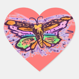 Colourful Butterfly artistic heart sticker