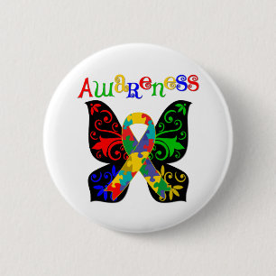 Colourful Butterfly Autism Awareness 6 Cm Round Badge