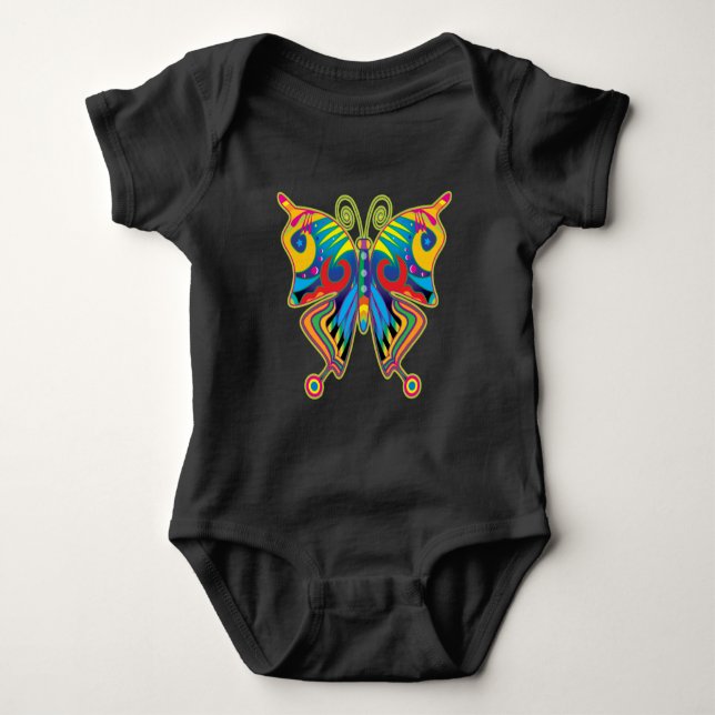 Colourful butterfly baby bodysuit (Front)