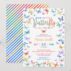 Colourful Butterfly Baby Shower Invitation