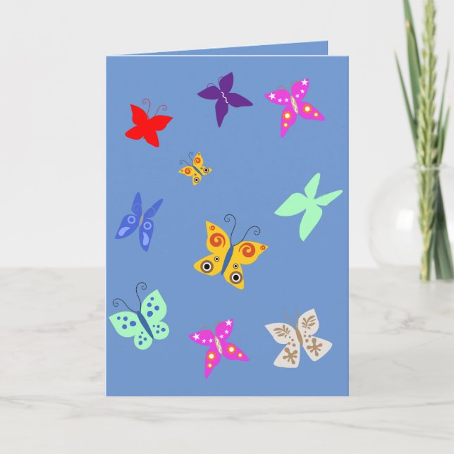 Colourful Butterfly Blank Card (Front)