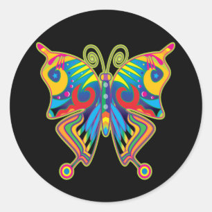Colourful butterfly classic round sticker