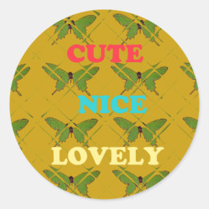 Colourful Butterfly Décor: Cute, Nice, and Lovely. Classic Round Sticker