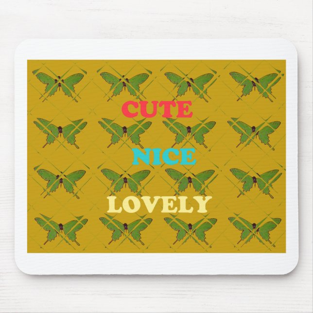 Colourful Butterfly Décor: Cute, Nice, and Lovely. Mouse Pad (Front)