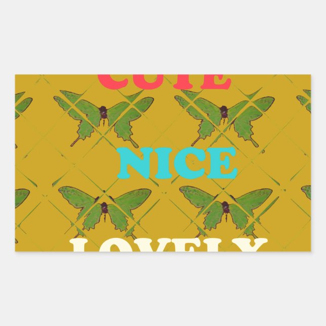 Colourful Butterfly Décor: Cute, Nice, and Lovely. Rectangular Sticker (Front)