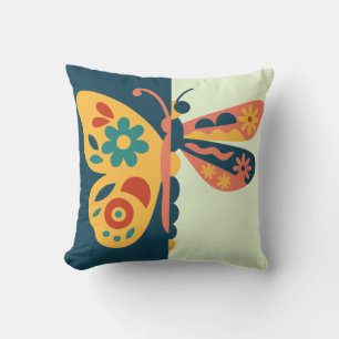 Colourful butterfly decoration with floral element cushion