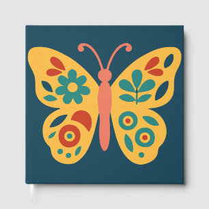 Colourful butterfly decoration with floral element guest book