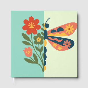 Colourful butterfly decoration with floral element guest book